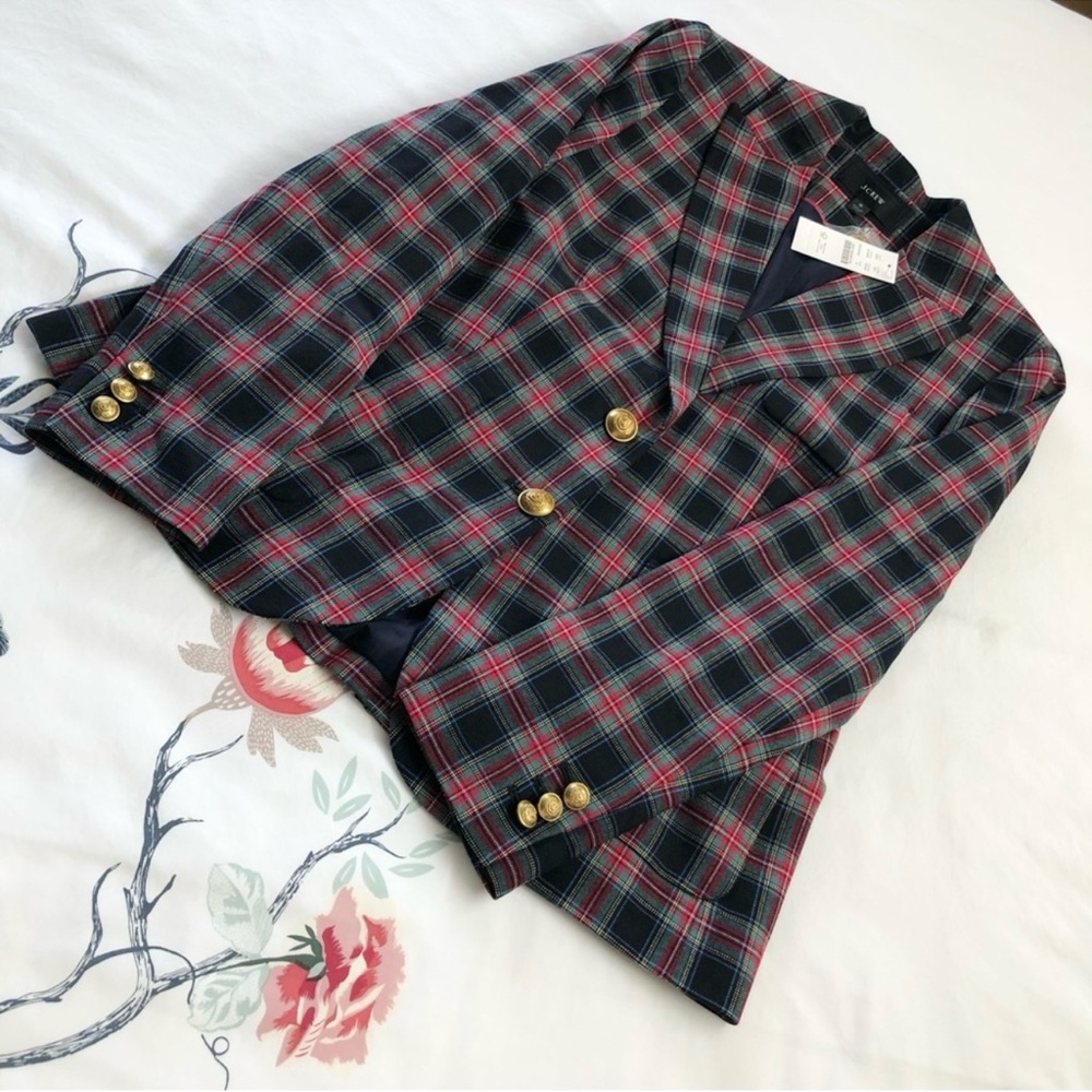 New J Crew Parke blazer in black Stewart tartan Sz 4/S  NWT